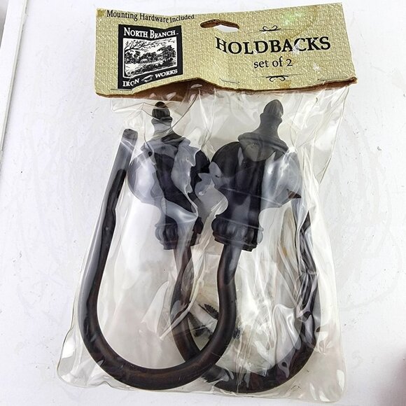 North Branch Set of Two Black Decorative Curtain Holdbacks NWT - Picture 1 of 4